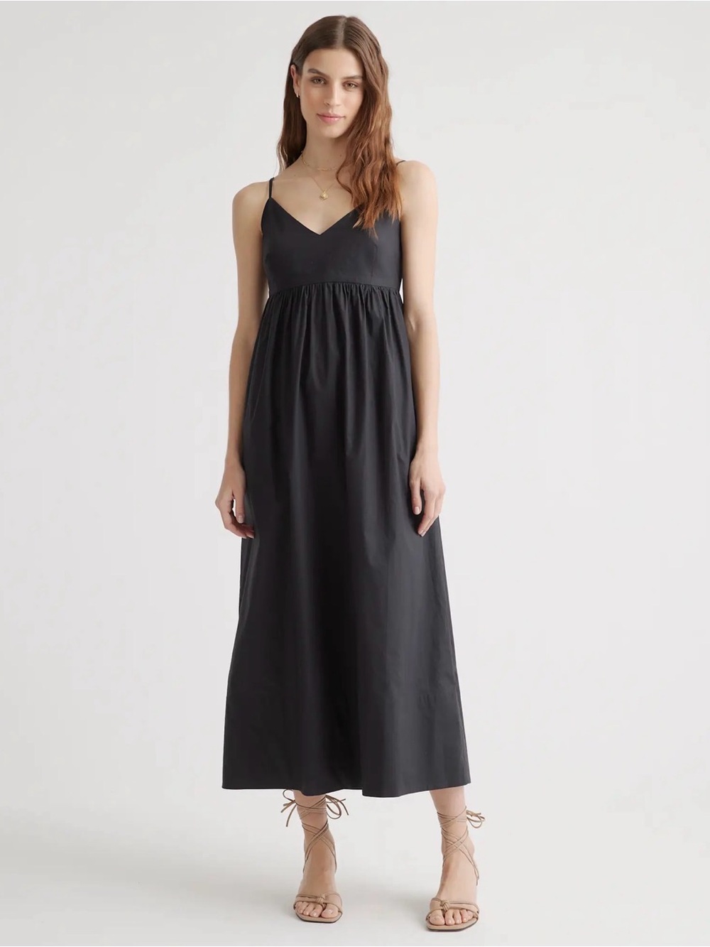 Quince 100% Organic Cotton Black Sleeveless Maxi Dress size Medium